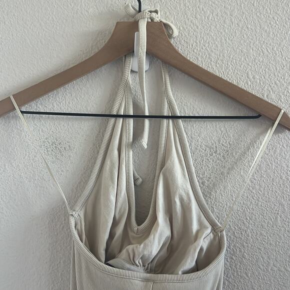 Old Navy RIbbed Halter V Neck in Wishbone Side Slits Midi Small - Picture 6 of 9